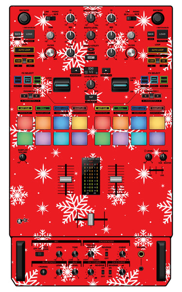 Pioneer DJ DJM S7 Skin X-MAS Red Snowflakes